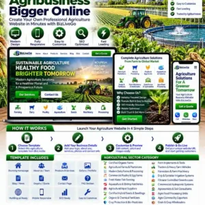 Agricultural sector business classification featuring organic farms, dairy farms, poultry, aquaculture, agricultural suppliers, farm machinery, irrigation, greenhouses and agro exporters on BizLiveGo