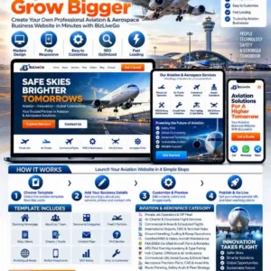 Aviation and aerospace category featuring private jets, air charter, commercial airlines, airports, aircraft maintenance, pilot training, helicopters, drones and aerospace services on BizLiveGo