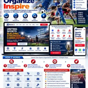 Sports organization classification featuring sports federations, governing bodies, Olympic committees, regional associations, professional leagues, sports academies and championship organizers on BizLiveGo