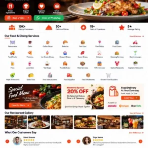 Food & Dining Category featuring restaurants, cafes, coffee shops, bakeries, fast food, fine dining, food courts, cloud kitchens, food trucks, pizzerias, catering, bars, food delivery and food suppliers