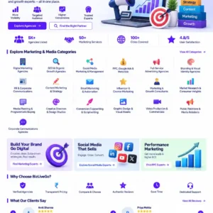 Marketing & Media Category featuring digital marketing agencies, SEO, social media marketing, PPC, advertising, branding, PR, content marketing, email marketing, influencer marketing, media planning and creative services